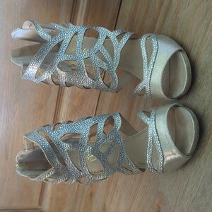 Thalia Serena Gold Champagne Heels